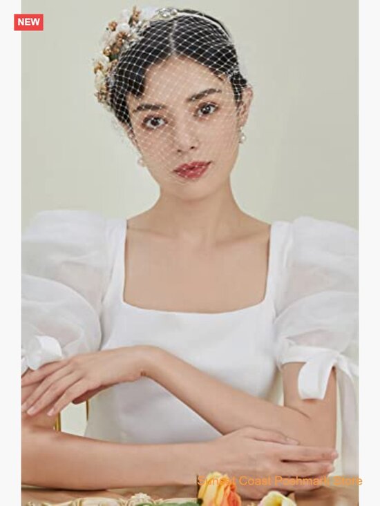 1920s Fascinator Mesh Flower Pearl Veil Headband Bridal Tea Party Cocktail main image 4